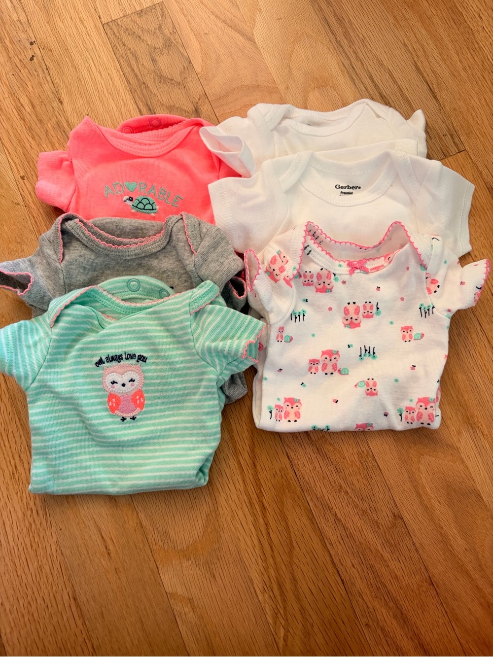 Gerber Baby Onesie Set - Pink, White, Mint, Gray